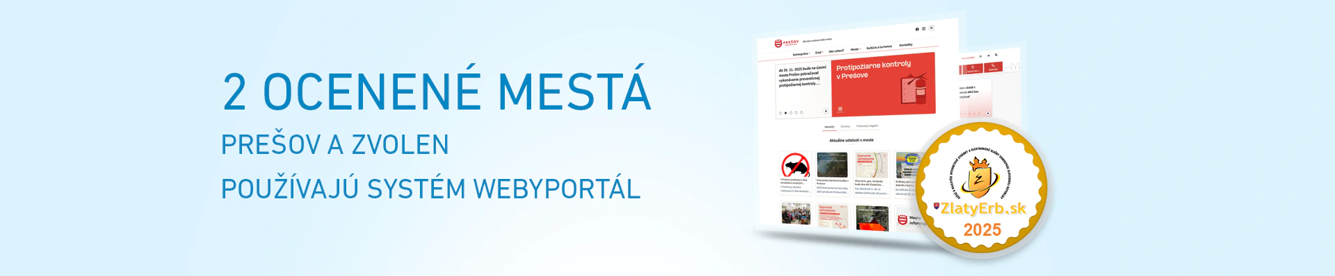 2 ocenené mestá Zvolen a Prešov používajú systém WEBYportál
