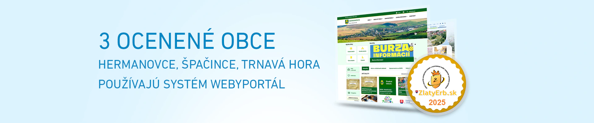 3 ocenené webové sídla obcí používa systém WEBYportál